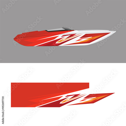  vector illustration showcases a dynamic and aggressive body wrap decal for a speed boat