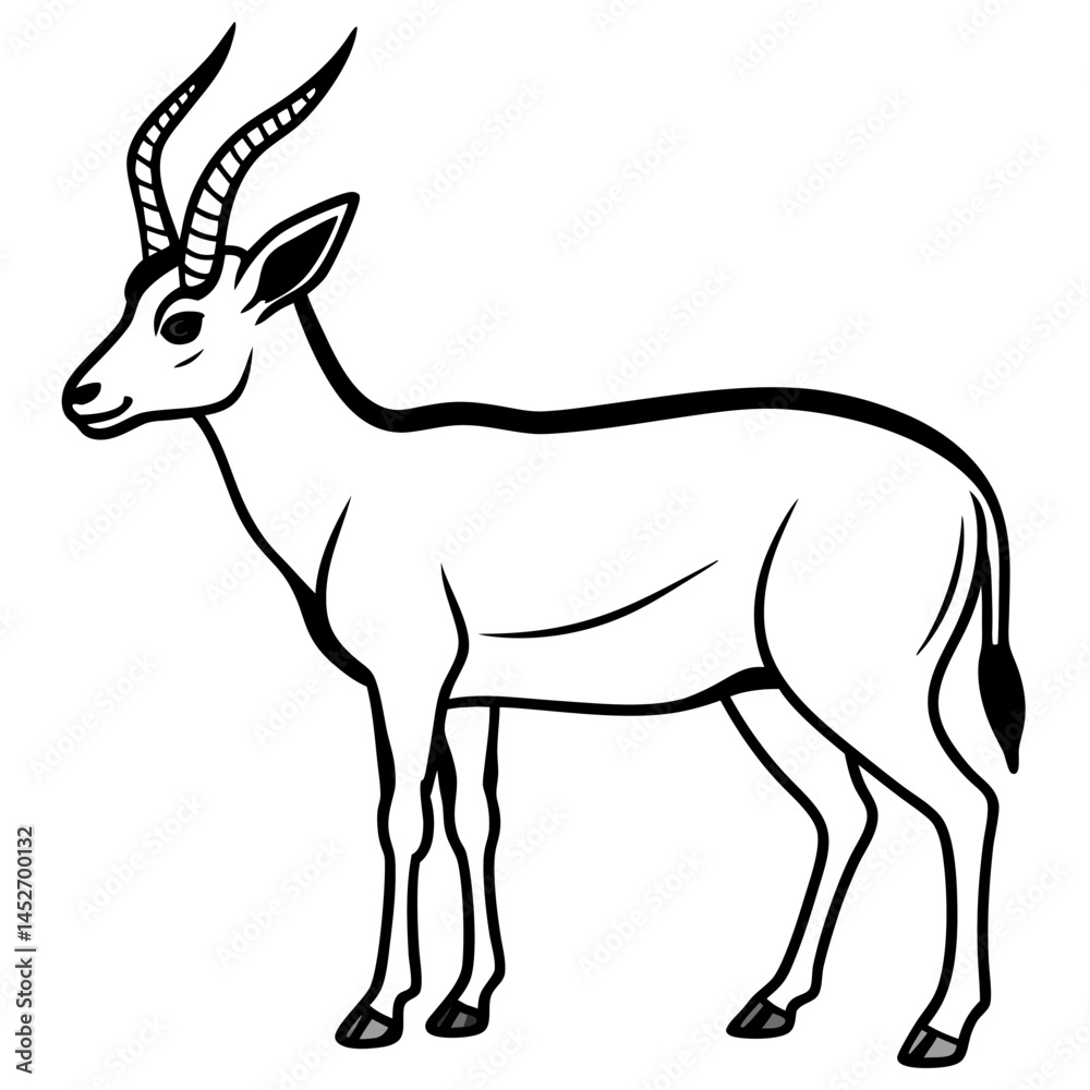 Fototapeta premium Minimalist Saiga Antelope Line Art Vector