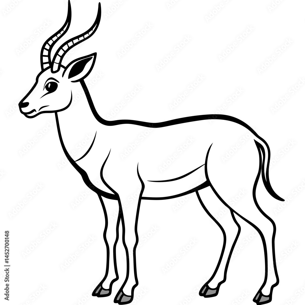 Fototapeta premium Minimalist Saiga Antelope Line Art Vector