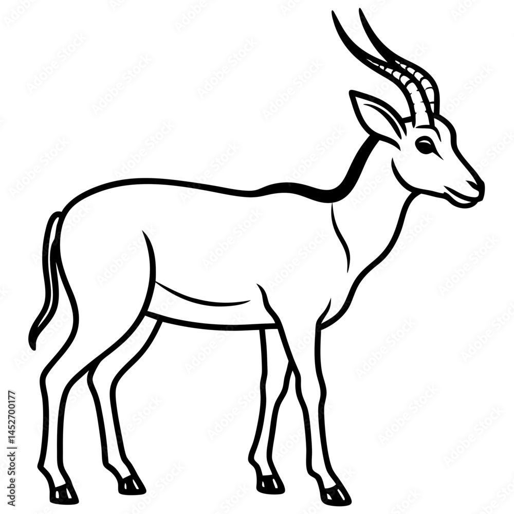 Fototapeta premium Minimalist Saiga Antelope Line Art Vector