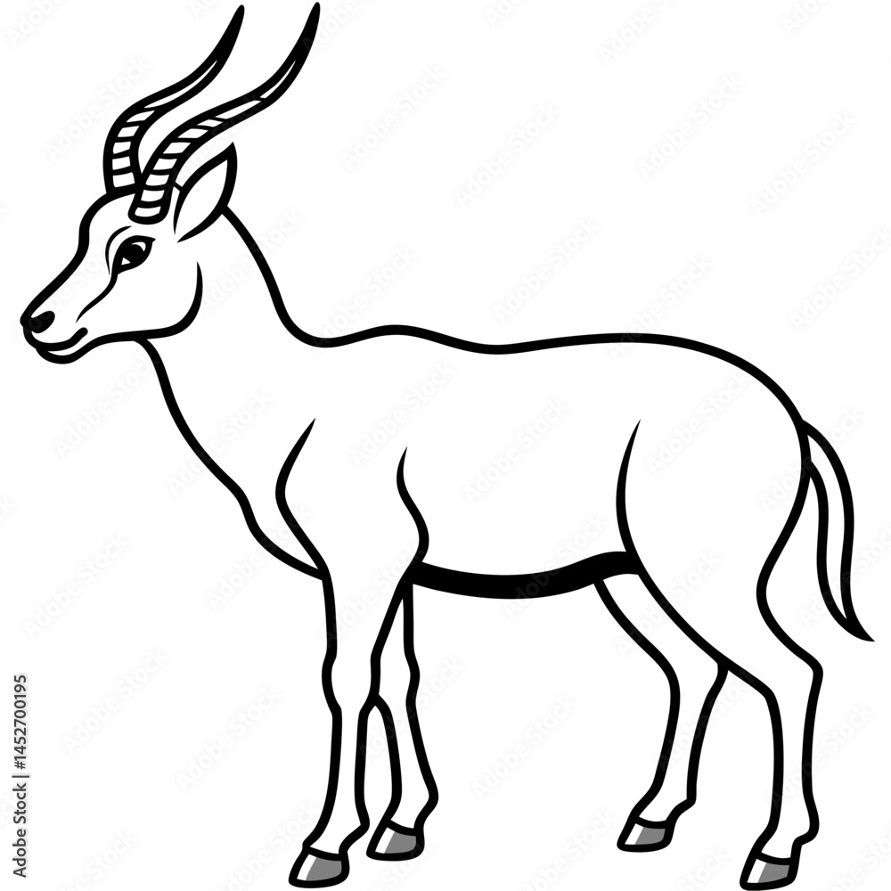 Fototapeta premium Minimalist Saiga Antelope Line Art Vector