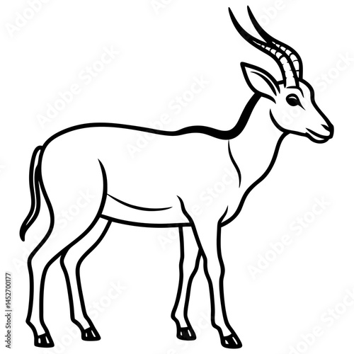 Minimalist Saiga Antelope Line Art Vector