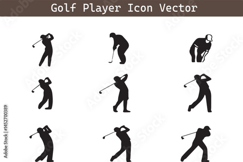 Golf Player, golfer black vector silhouette