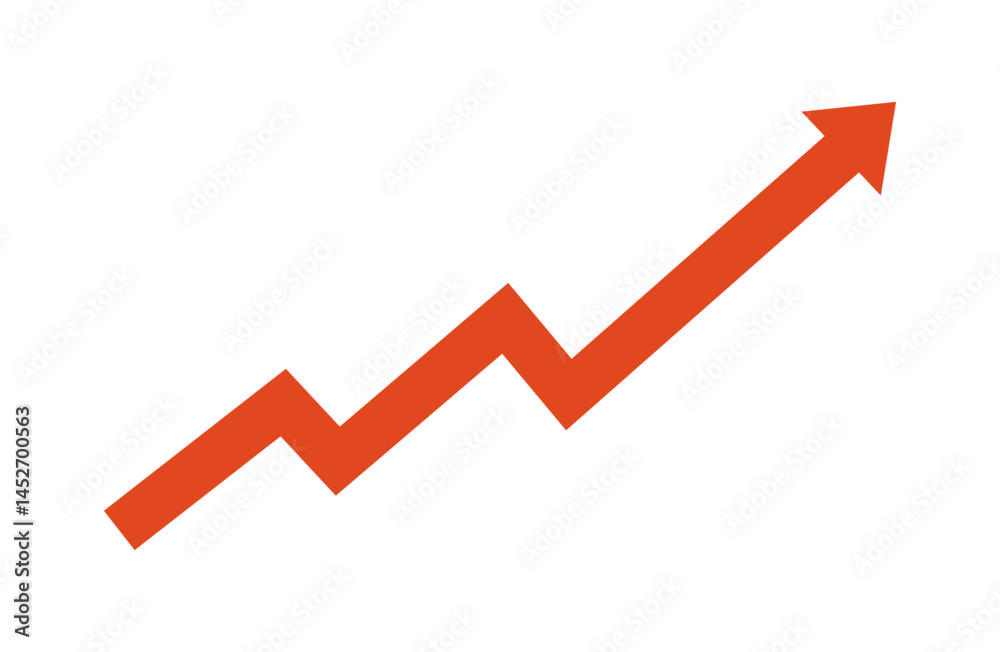 Growth Arrow Going Up Flat Red Progress Icon Isolated Vector Illustration Growth Arrow Going Up Flat Red Progress Icon Isolated Vector Illustration