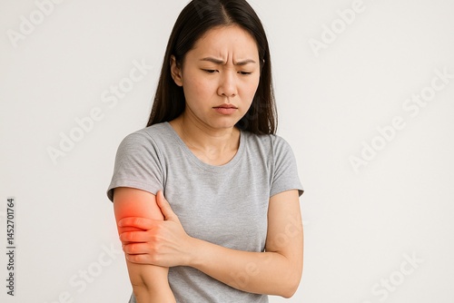 Woman Experiencing Arm Pain, Highlighting Medical Discomfort
