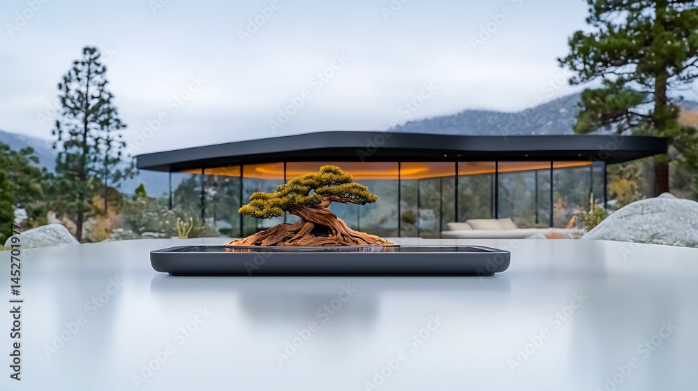 Obraz premium Modern Zen Garden with Bonsai