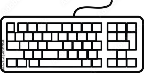 Keyboard illustration: A modern computer keyboard, with clearly defined keys and layout, perfect for digital design and tech concepts. 