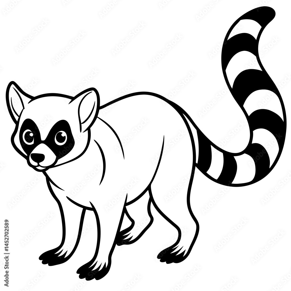 Obraz premium Minimalist Ringtail Vector Illustration