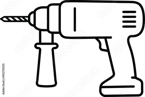 Hand Drill Close-Up: A detailed and artistic illustration showcases a hand drill, perfect for construction or DIY projects. Its precise design is readily adaptable.