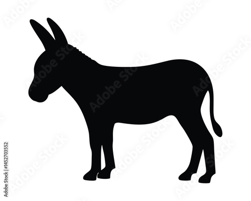 Vector silhouette of a donkey standing isolated on a white background