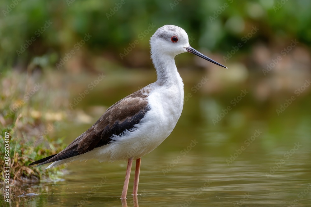 Obraz premium Black Winged Stilt Bird Standing in Water