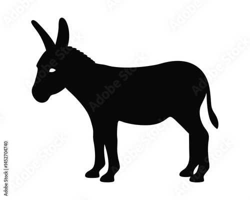 Vector silhouette of a donkey standing isolated on a white background