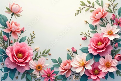 Intricate, flowing floral design Continuous, soft pastel blooms , vibrant, print, petal