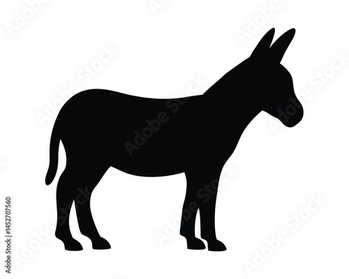 Vector silhouette of a donkey standing isolated on a white background