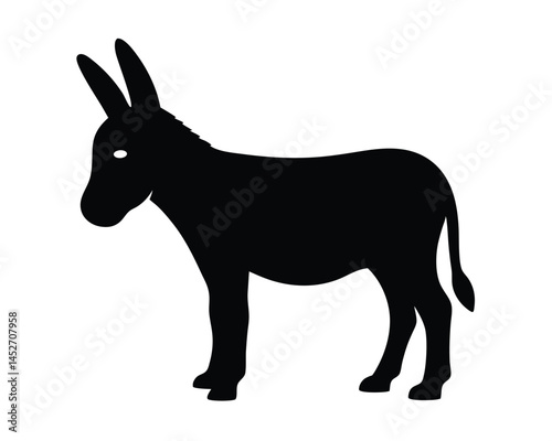 Vector silhouette of a donkey standing isolated on a white background