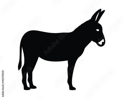 Vector silhouette of a donkey standing isolated on a white background