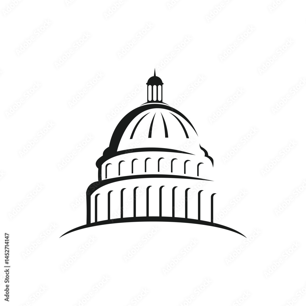 Obraz premium PrintTitle US Capitol dome vector logo black and white 