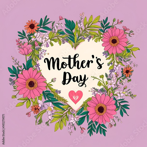 floral greeting card with flowers for Mother's Day