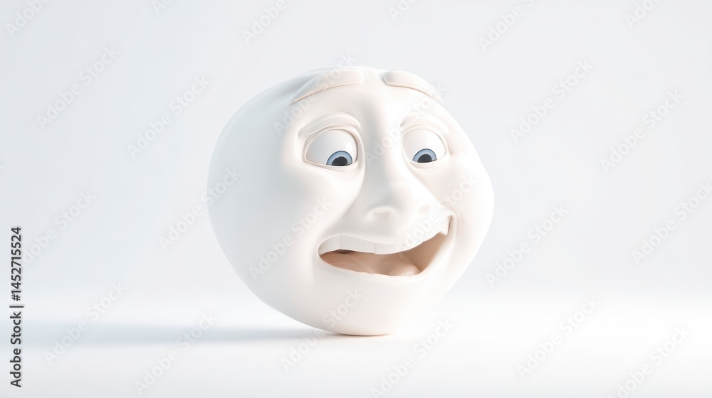 Naklejka premium Surprised Cartoon Face Model