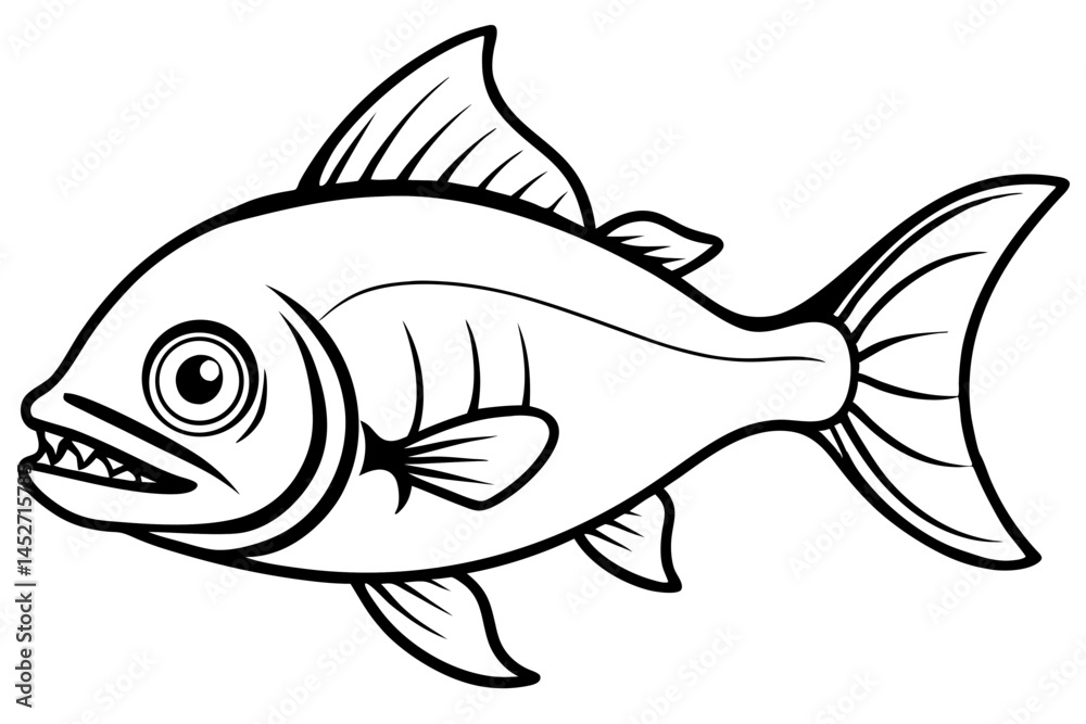Minimalist Piranha Line Art Vector Minimalist Piranha Line Art Vector