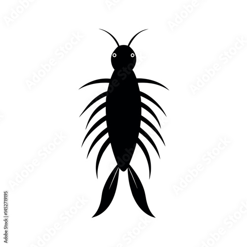 Black Vector Illustration of Copepod
