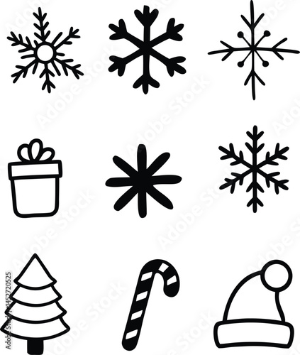 Merry Christmas different elements icons vector illustration