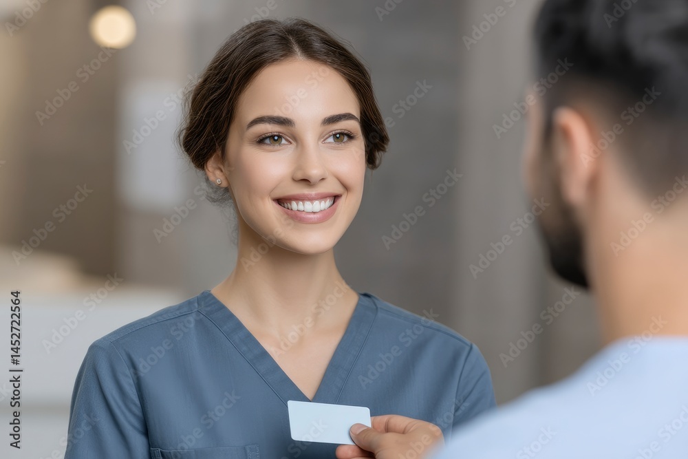 Obraz premium Medical Staff Receiving Card Patient Reception