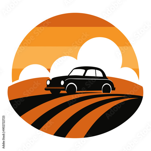 Beach Buggy on Retro Vintage Background – Off-Road Adventure SVG Design

