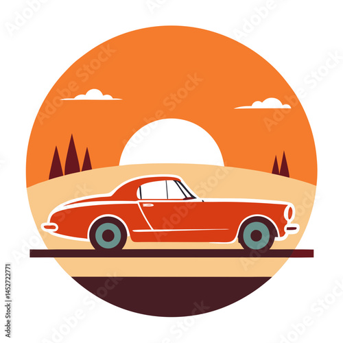 Beach Buggy on Retro Vintage Background – Off-Road Adventure SVG Design

