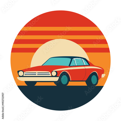 Beach Buggy on Retro Vintage Background – Off-Road Adventure SVG Design

