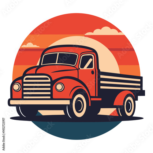 Field Tractor Silhouette on Retro Vintage Background – Vector Farm Illustration

