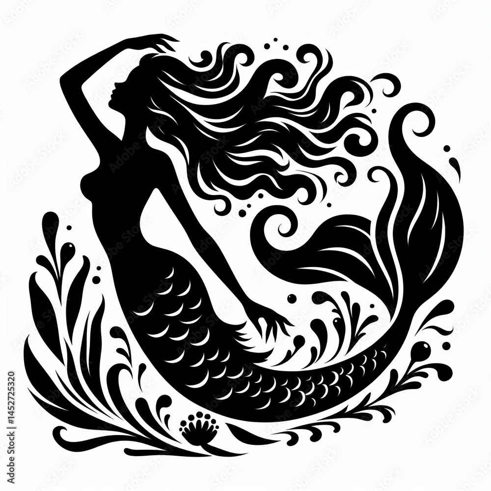 Obraz premium Elegant Mermaid Silhouette