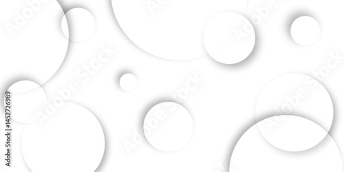 Abstract background with circle white abstract geometric background with soft light white paper circles in design .Gray abstract. Modern design background for report and project presentation template.
