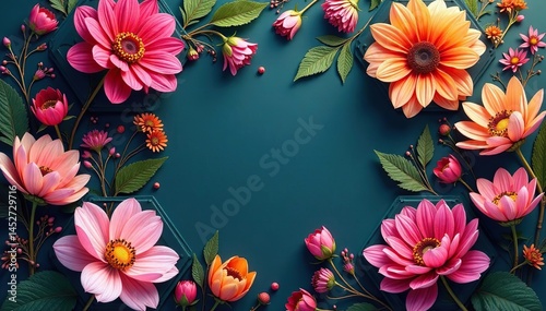 Wallpaper Mural Intricate floral bouquets within hexagons, vibrant hues, artistic, creative Torontodigital.ca