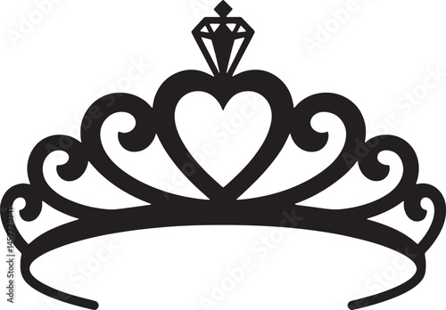 Princes tiara crown or royal diadem line art vector icon for apps and websites