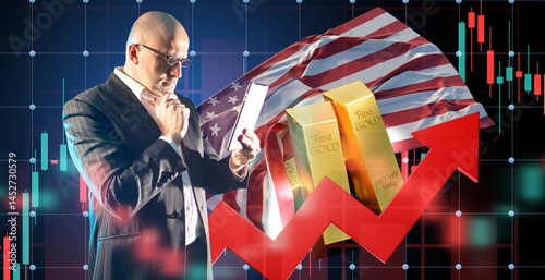 Businessman analyzing gold ...