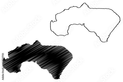 Lake Burgas (Republic of Bulgaria) map vector illustration, scribble sketch Vaya or Burgasko ezero map