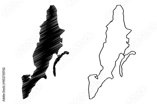Lake Hancza (Republic of Poland) map vector illustration, scribble sketch Hańcza or Ančia map