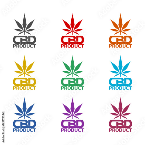  CBD marijuana icon isolated on white background. Set icons colorful