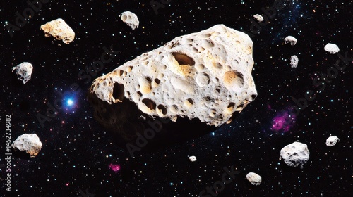 Asteroid Field in Deep Space: A Celestial Tapestry of Rocks and Stars