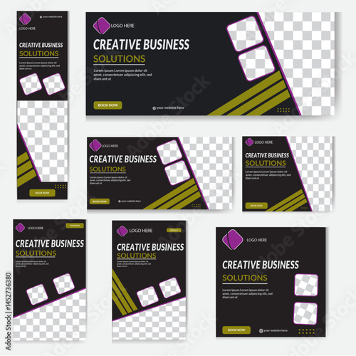 Business  web banner  template bundle design, Social Media Cover and banner, flyer, invitation card Pro Vector