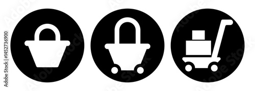 Minimalist Shopping Cart and Basket Icons