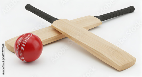 Cricket Bats and Ball: Sports Equipment, Cricket Game, Wooden Bats, Red Cricket Ball, Sports Photography
