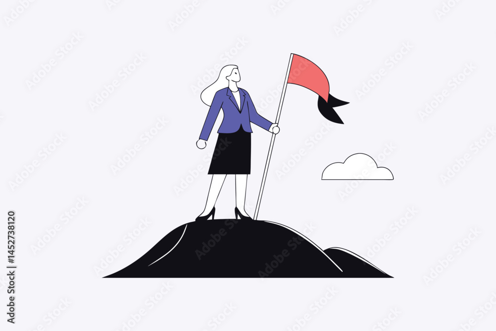 Fototapeta premium Successful Businesswoman Leadership Illustration Female Power, Gender Equality and Achievement Concept Art