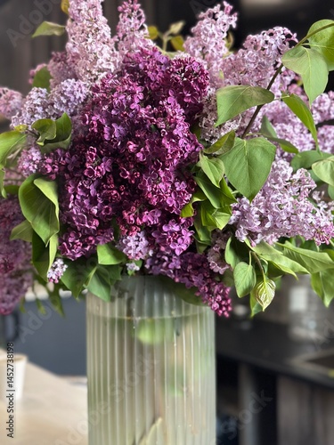 Purple lilac bouquet, spring bouquet, lilac flowers