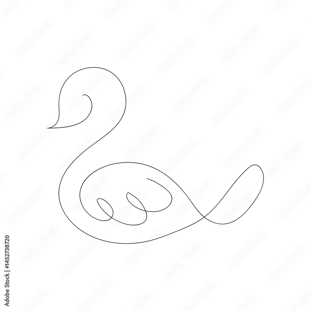 Fototapeta premium Swan one line continuous design. One line hand draw on white background.