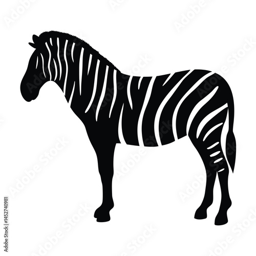 Vector silhouette of a zebra in profile view with stripes