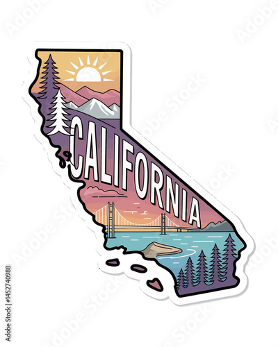 California State Map Illustration Travel Destination Design Graphic