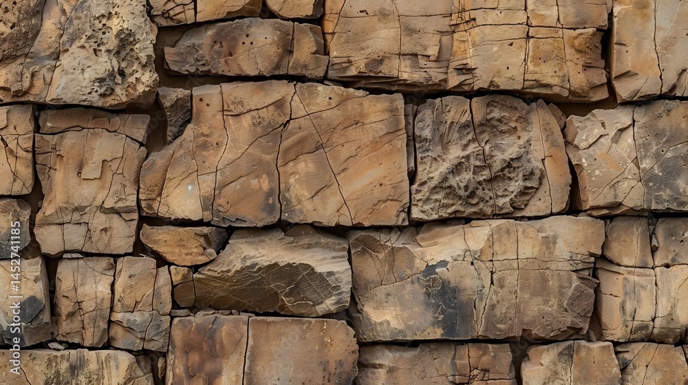wall Close up texture of rough hewn stone blocks in an ancient wall Close up texture of rough hewn stone blocks in an ancient