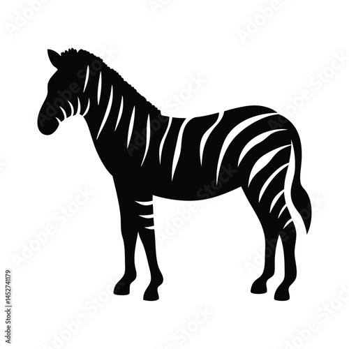 Vector silhouette of a zebra in profile view with stripes